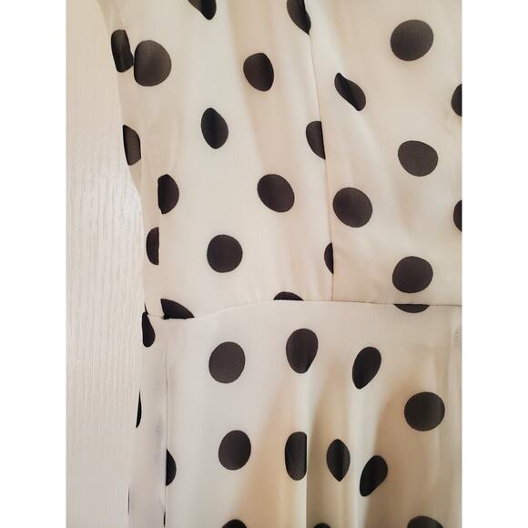 Eliza J Polka Dot Classic Sleeveless Fit & Flare White Black Midi Dress, Size 4 - Picture 12 of 13